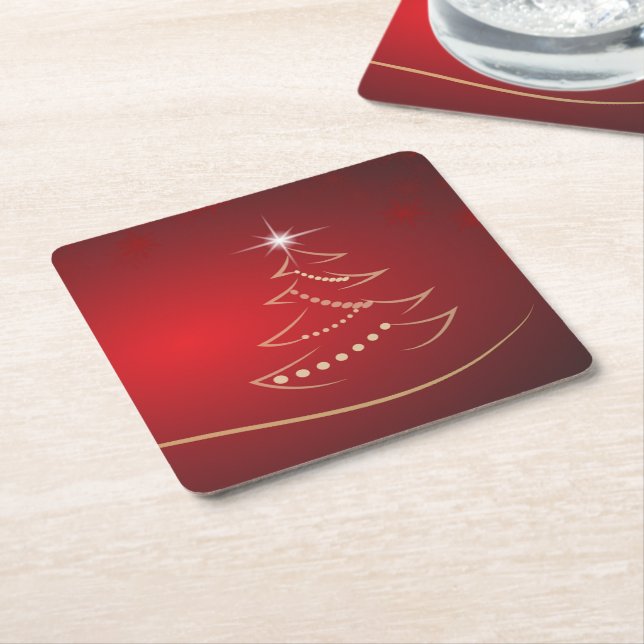 Jul Festive Red Elegant Underlägg Papper Kvadrat (Vinklad)