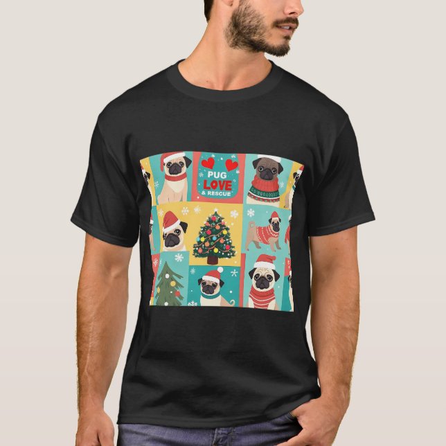 JUL FESTLIG HELGDAGAR HUNDAR PUGS SÖTA TRÖJOR  (Framsida)