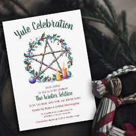 Jul Festlig Pentakelistjärna Vintersolstånd Wicca Inbjudningar