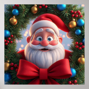 Jul Festlig Tecknad Tomte Poster