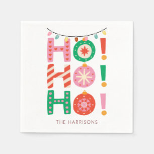 Jul, fet färgstark Modern Ho Ho Ho Helgdag Pappersservett