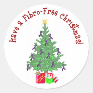 Jul Fibro-Träd Stickers Runt Klistermärke