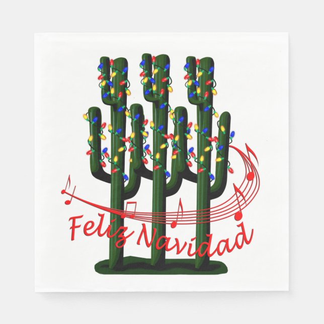 Jul Fiesta Feliz Navidad Party Lunch Napkin Pappersservett (Framsidan)