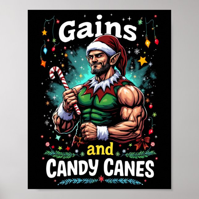 Jul-fig-workout för grekiska och Polkagrisar Poster (Framsidan)