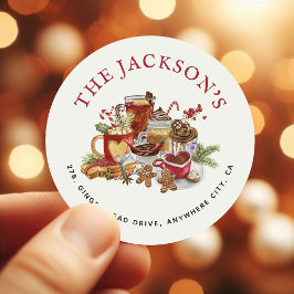 Jul Fika Returadress Runt Klistermärke