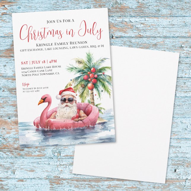 Jul firad familjesammankomst i juli inbjudningar (Family Reunion Christmas In July Invitation )