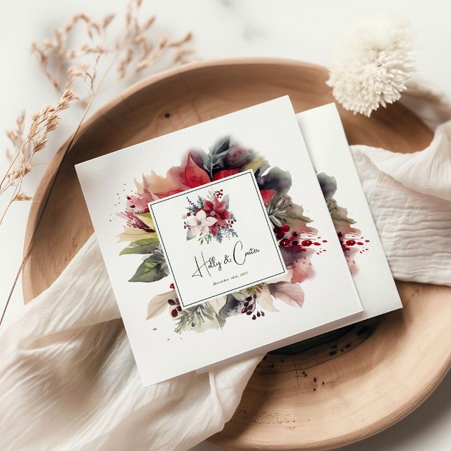 Jul Firade Blommor Julbröllop Pappersservett (Skapare uppladdad)