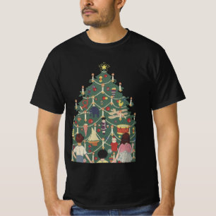 Jul firande barn runt en dekorerad julgran t shirt