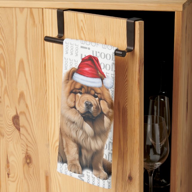 Jul firande Chow Chow Hund Julklapp Kökshandduk (Thirds Fold)