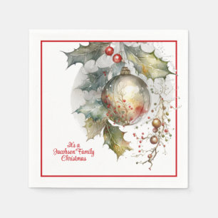Jul firande fest Holly Ornament Familj Pappersservett