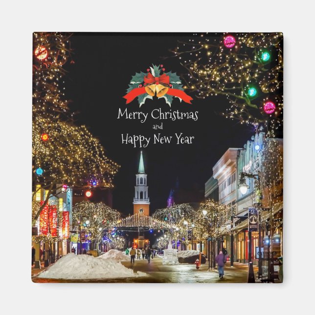 Jul Firande, ljus och baubles Magnet (Framsidan)