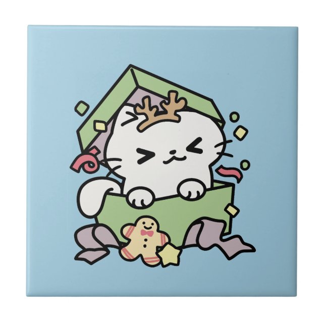 Jul Firande med PurrTime Cat Kakelplatta (Framsidan)