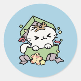 Jul Firande med PurrTime Cat Runt Klistermärke