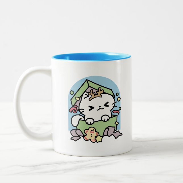 Jul Firande med PurrTime Cat Två-Tonad Mugg (Vänster)