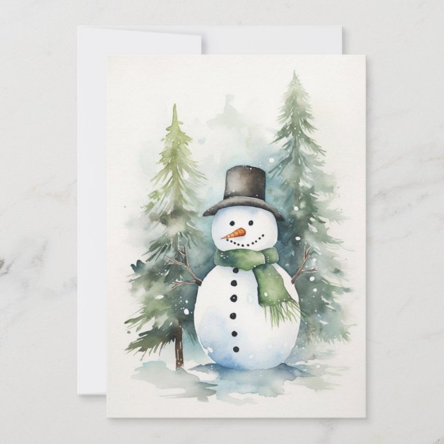 Jul firande med Snögubbe Julkort (Framsida)