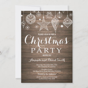 Jul firande party inbjudan Rustik Ornament