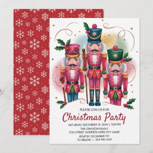 Jul firande party nötknäppare guldglitter inbjudningar