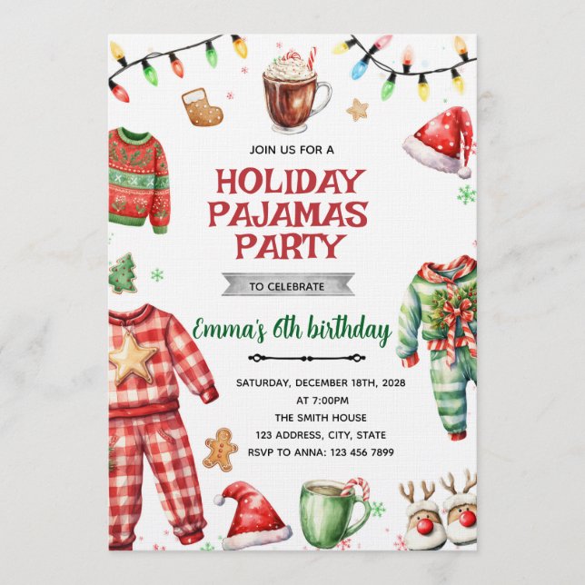 Jul firande pyjamasfest inbjudan (Framsida)