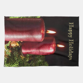 Jul Firande Red Candles Winter Helgdagars Kökshandduk