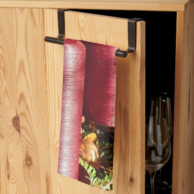 Jul Firande Red Candles Winter Helgdagars Kökshandduk (Thirds Fold)