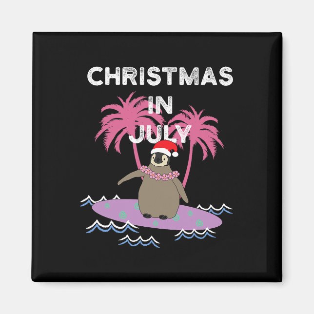 Jul firande Surfande Pingvin  Magnet (Framsidan)