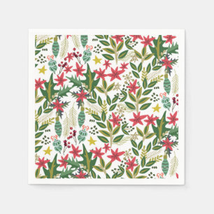 Jul firande Whimsical Blommig Bär Party Pappersservett