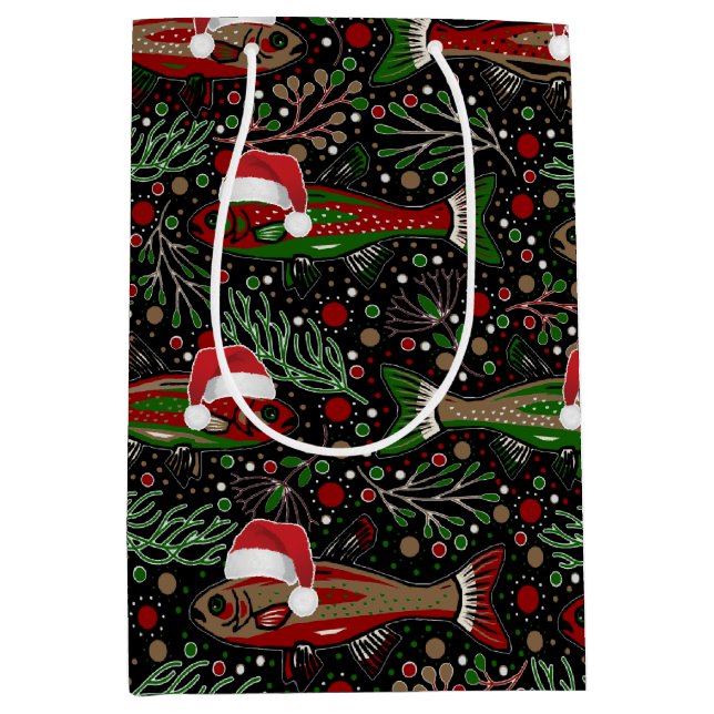 Jul Fisk i Tomte Hattar Röd och Grön Forell (Framsidan)