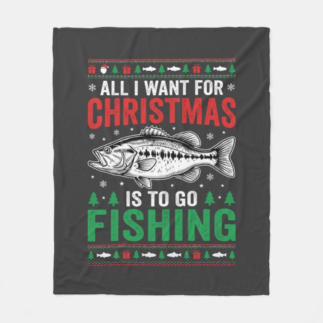 Jul Fiske Abborre Ful Jultröja Fleecefilt (Framsidan)