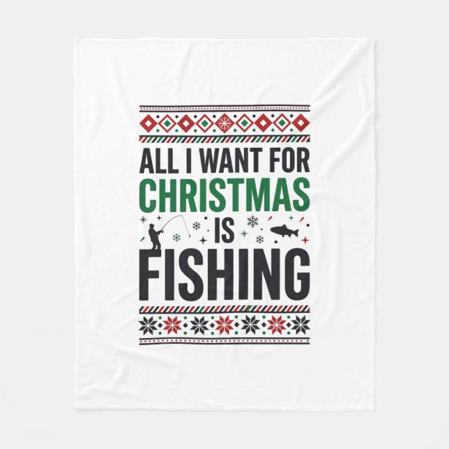 Jul Fiske Ful Jultröja Design Fleecefilt (Framsidan)