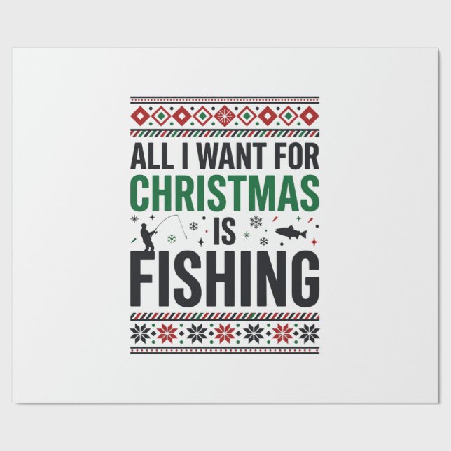 Jul Fiske Ful Jultröja Design Presentpapper (Platt)