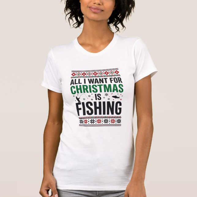 Jul Fiske Ful Jultröja Design T Shirt (Framsida)