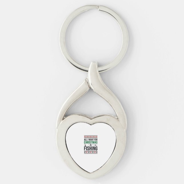 Jul Fiske Ful Jultröja Design Twisted Heart Silverfärgad Nyckelring (Framsidan)