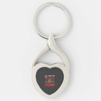 Jul Fiske Tomte Semester Vektor Twisted Heart Silverfärgad Nyckelring