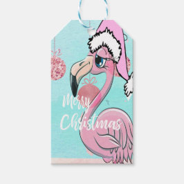 Jul Flamingo Cute Blue Rosa Girly Presentetikett