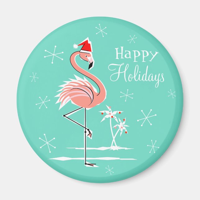 Jul Flamingo Glad helg-magnetrunda Magnet (Framsidan)