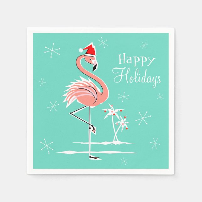 Jul Flamingo Glad helg papper napkin Pappersservett (Framsidan)