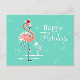 Jul Flamingo Glad helg vågrät Vykort