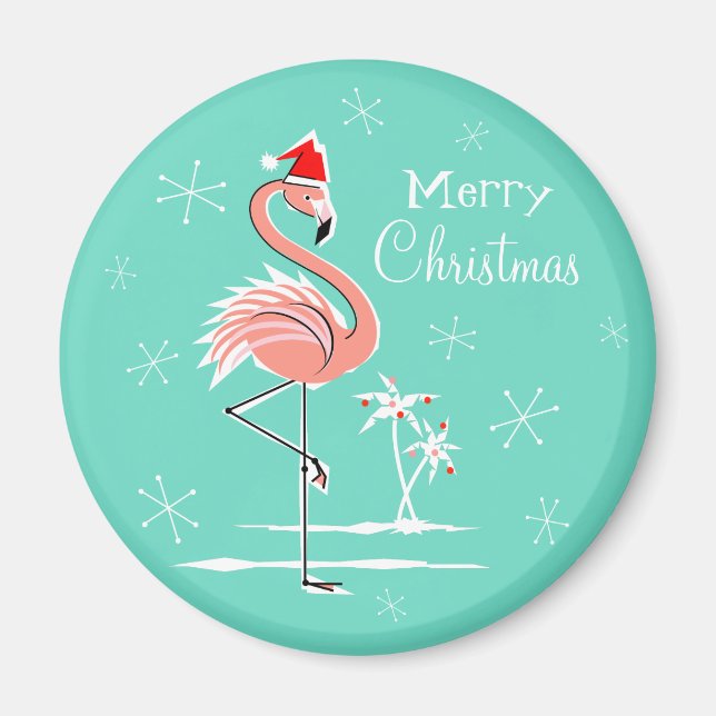 Jul Flamingo God jul-magnetrunda Magnet (Framsidan)