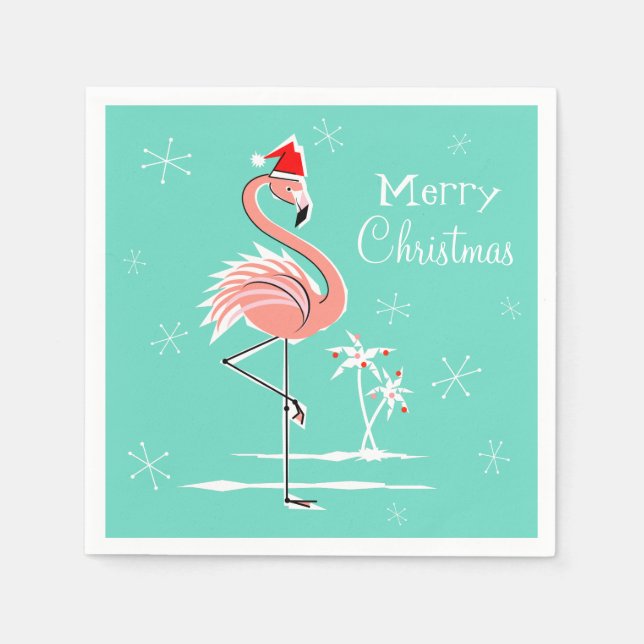Jul Flamingo God jul papper napkin Pappersservett (Framsidan)