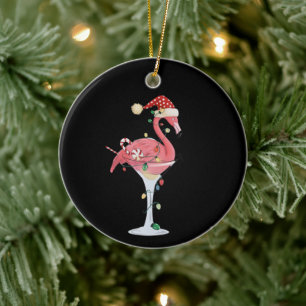 Jul Flamingo Ljus Xmas Tropisk Djur  Julgransprydnad Keramik