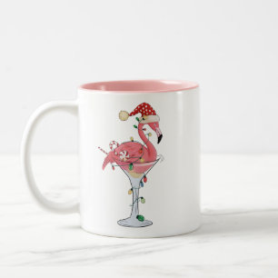 Jul Flamingo Ljus Xmas Tropisk Djur Två-Tonad Mugg