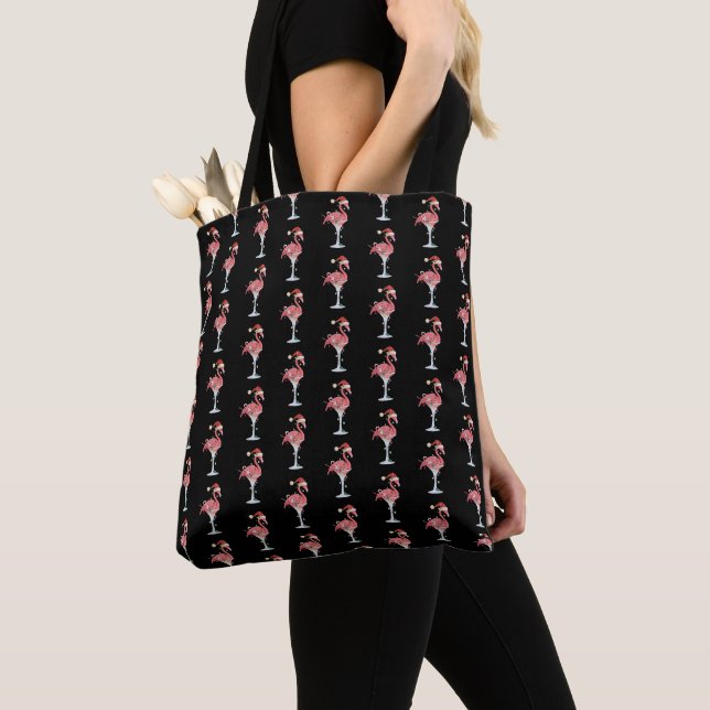 Jul Flamingo Ljus Xmas Tropisk Djur  Tygkasse (Närbild)