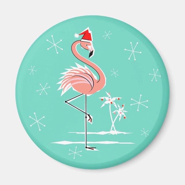 Jul Flamingo-magnet runda Magnet (Framsidan)