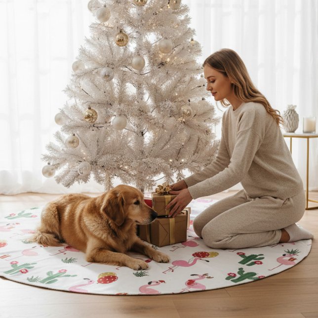 Jul Flamingo Party | HELGDAGAR Julgransmatta Borstad Polyester (Skapare uppladdad)