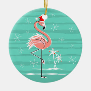 Jul Flamingo Rand, prydnadsrunda Julgransprydnad Keramik