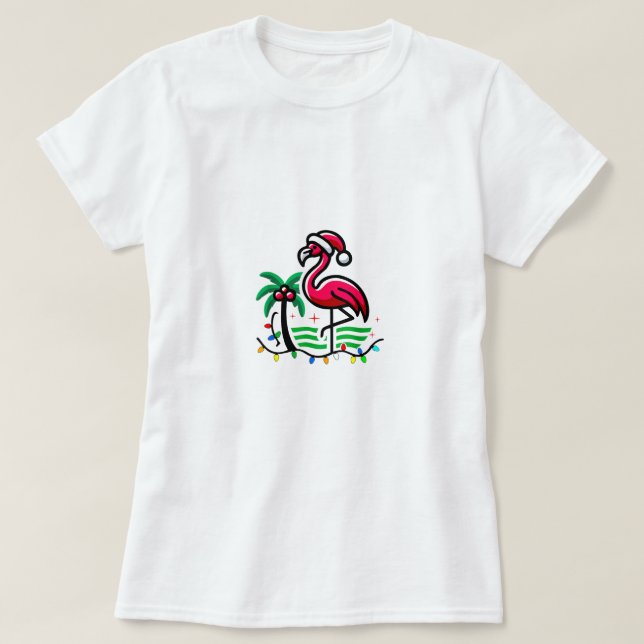 "Jul Flamingo Roligt" T Shirt (Design framsida)