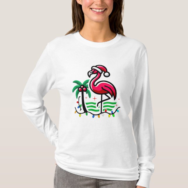 "Jul Flamingo Roligt" T Shirt (Framsida)