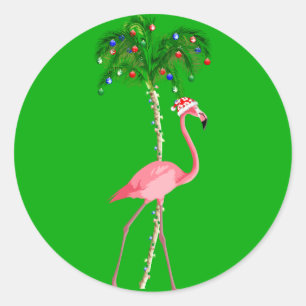 Jul Flamingo Runt Klistermärke