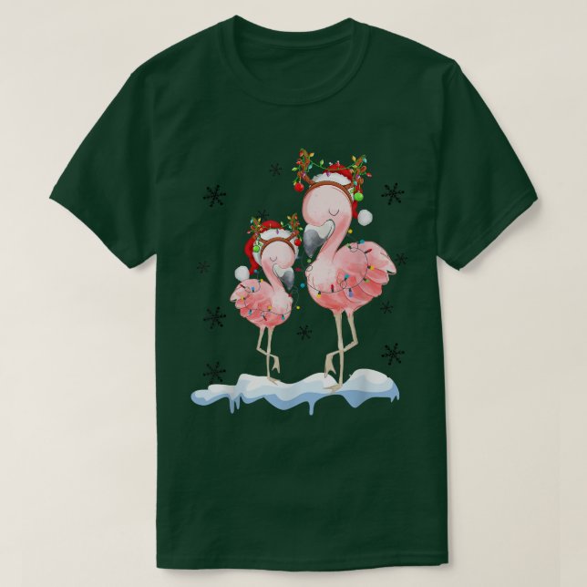 Jul Flamingo Santa Hat Julafton Ljus Flamingo T Shirt (Design framsida)