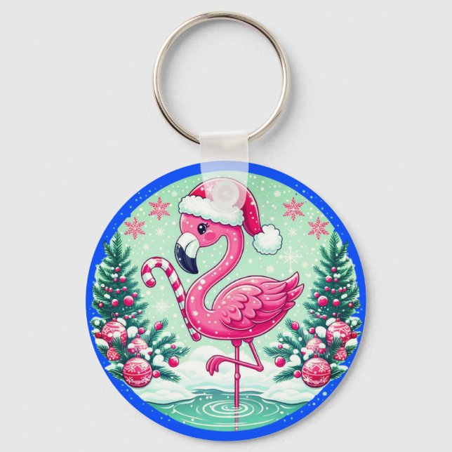 Jul Flamingo Sublimering Clipart-10424 Nyckelring (Framsida)